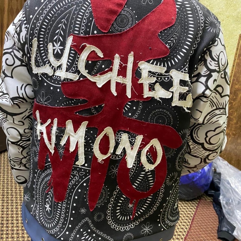 Genuine Leather Graphic Patchwork Bomber Jacket w… - image 5